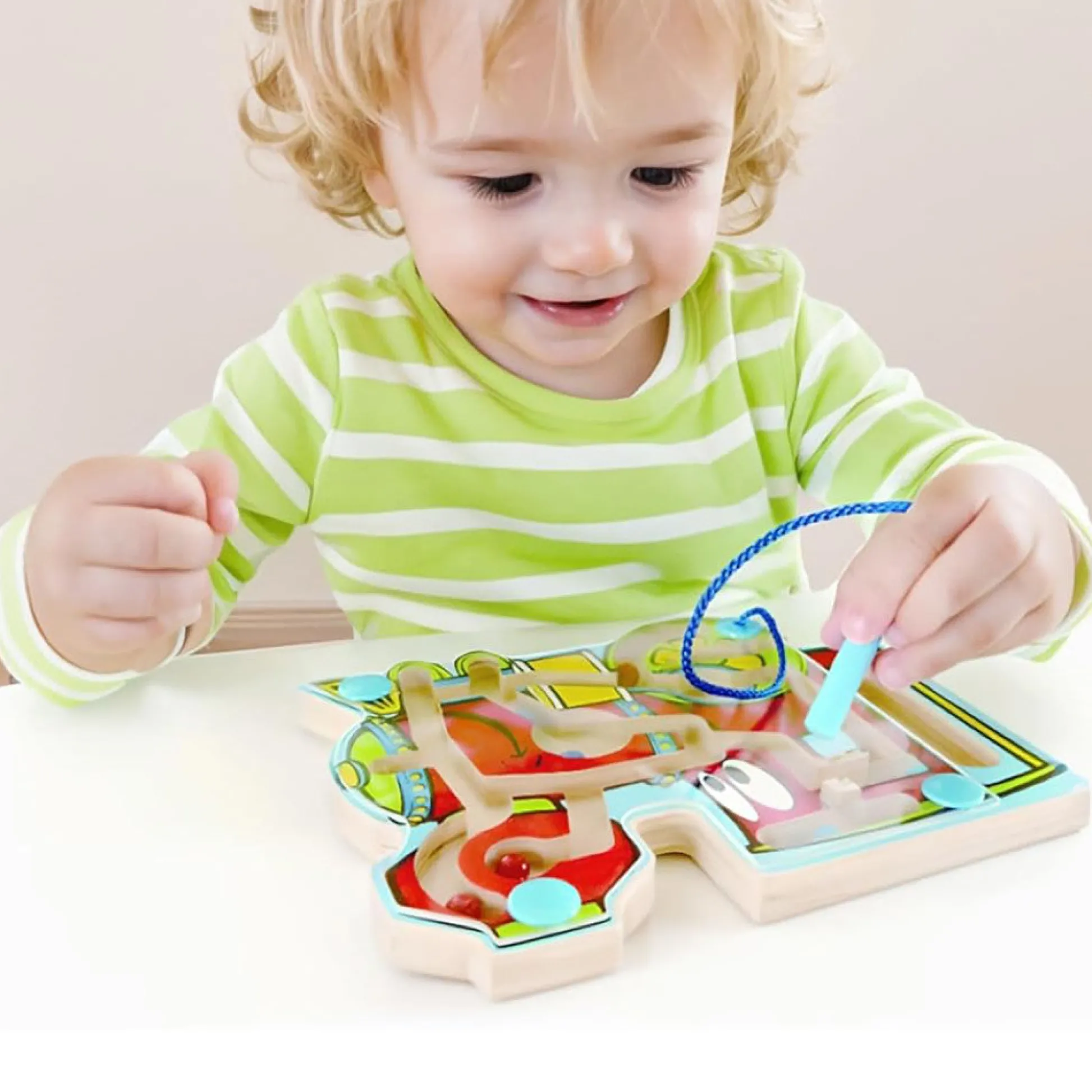 Flat River Group Hape Choo Choo Tracks - Wooden Magnetic Wand Bead Maze* Preschool Education Toys & Activities