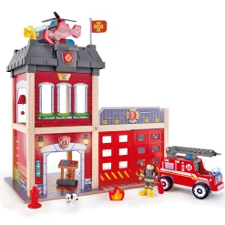 Flat River Group Hape City Fire Station Wooden Playset - 13 Pieces - Interactive Rescue Adventure* Tools & Workshops|Dress Up