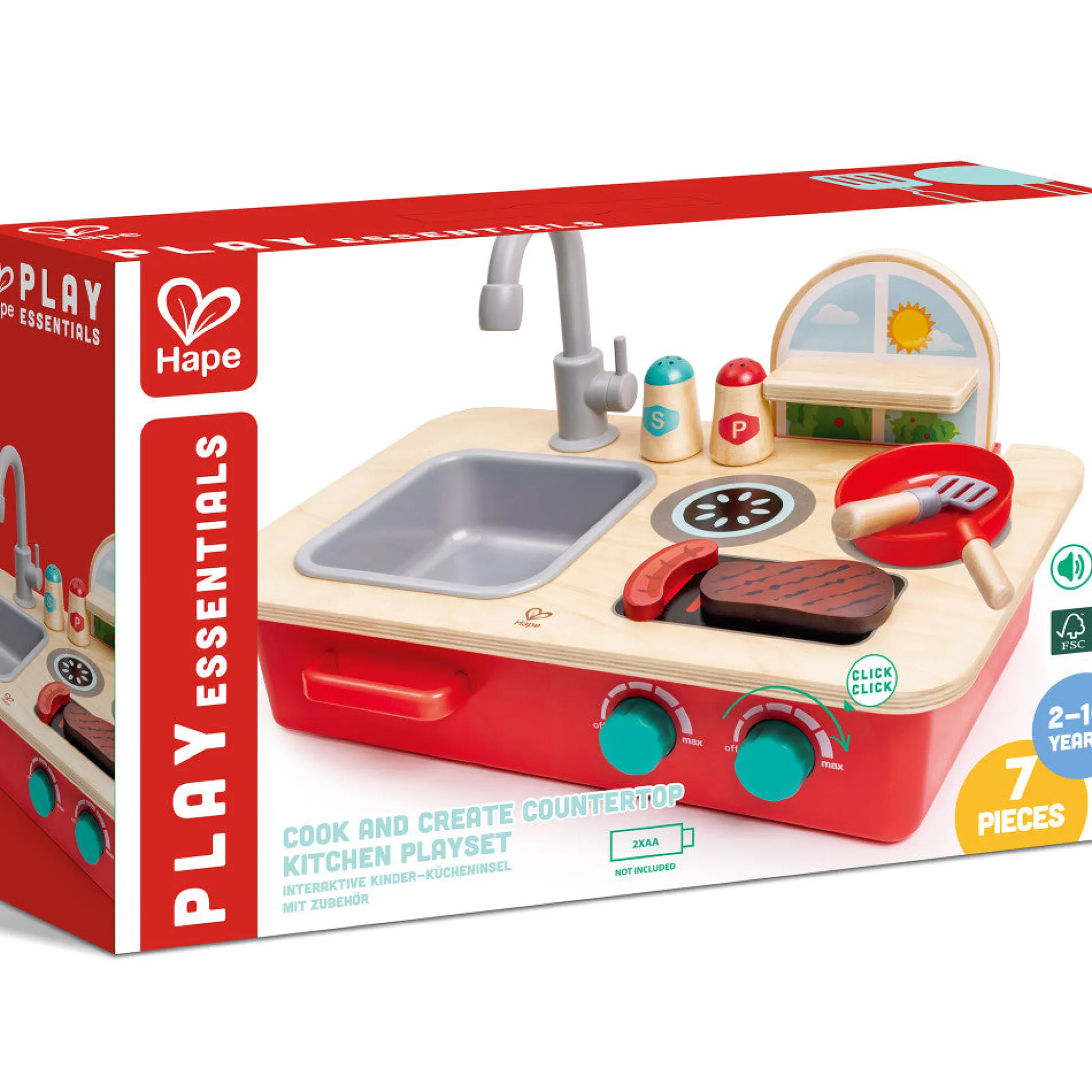 Flat River Group Hape Cook & Create Wooden Countertop Kitchen Playset - with Sounds* Kitchens & Play Food|Dress Up