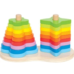 Flat River Group Hape Double Rainbow Stacker – Blossom & Star Wooden Toy* Blocks, Sorting & Stacking Toys