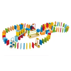 Flat River Group Hape Dynamo Wooden Domino Set - 107-Piece Colorful Interactive Playset* Wood & Jumbo Blocks