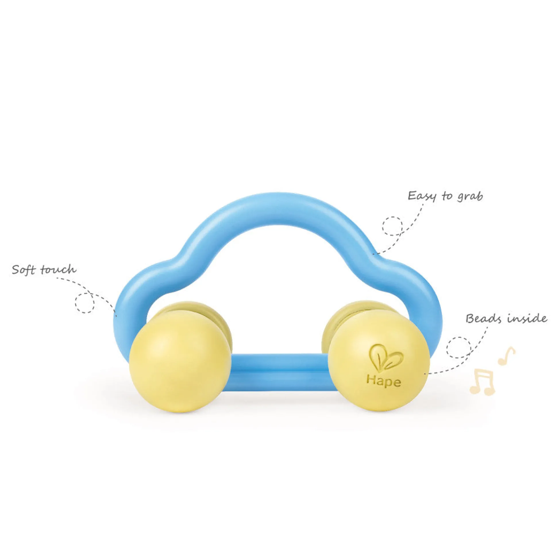 Flat River Group Hape Eco-Friendly Rattle & Roll Toy Car – Blue & Yellow* Rattlers & Teethers