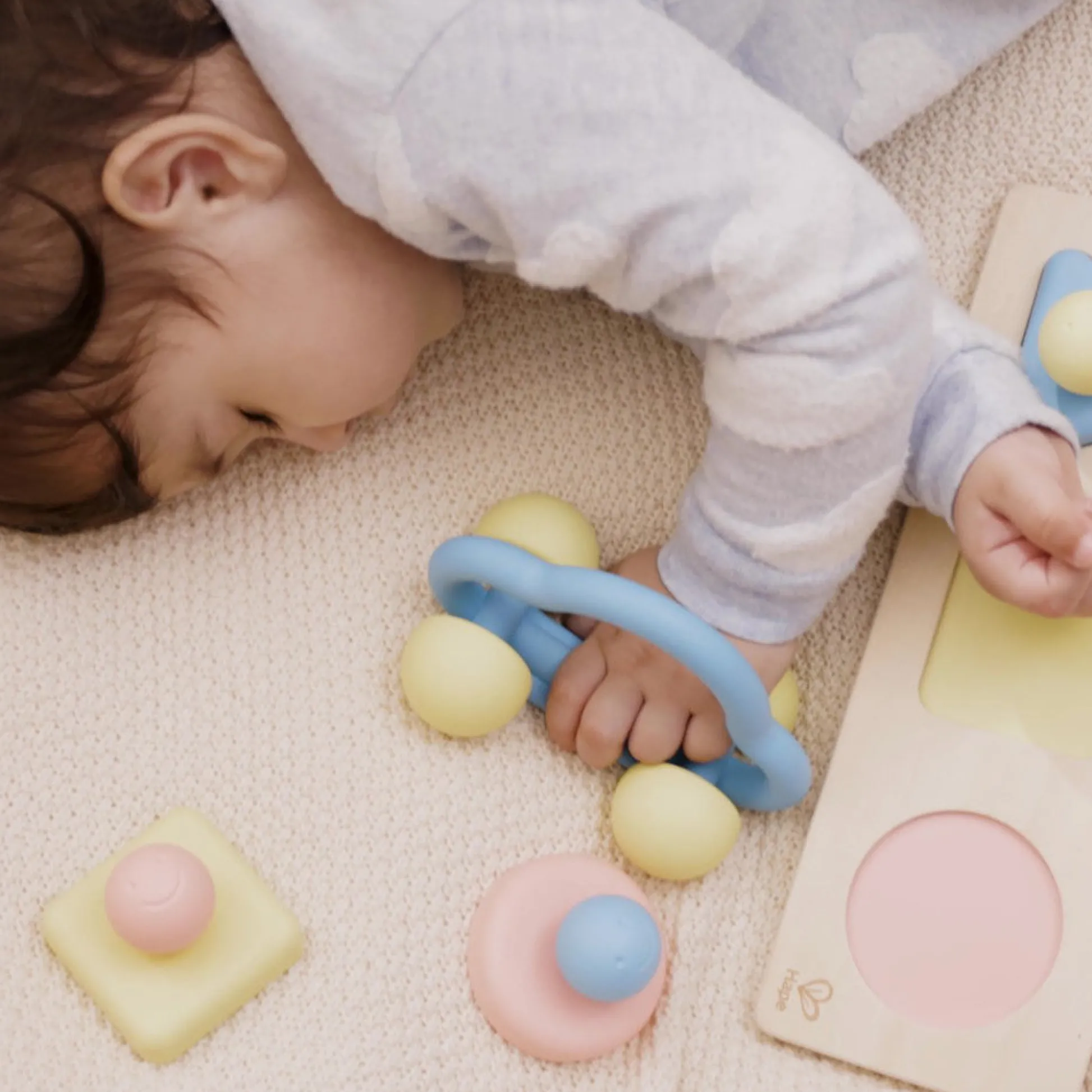 Flat River Group Hape Eco-Friendly Rattle & Roll Toy Car – Blue & Yellow* Rattlers & Teethers