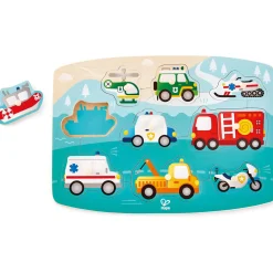 Flat River Group Hape Emergency Services 10pc Wooden Peg Puzzle* Puzzles
