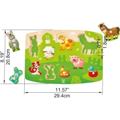 Flat River Group Hape Farmyard Wooden Peg Puzzle - 10pc* Puzzles