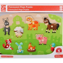 Flat River Group Hape Farmyard Wooden Peg Puzzle - 10pc* Puzzles