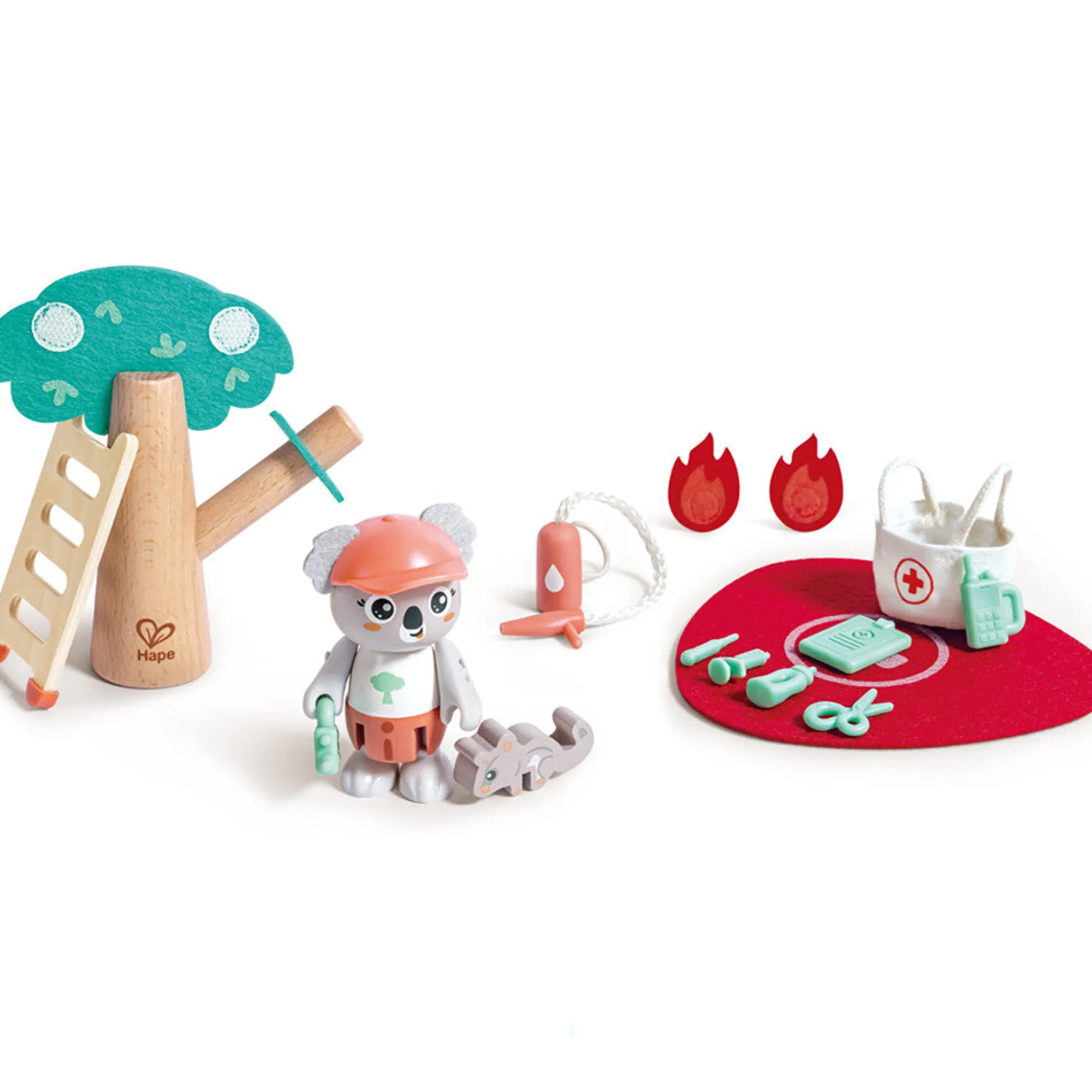 Flat River Group Hape Forest Fire Rescue Adventure Playset - 17pc Wooden Toy* Playsets & Vehicles