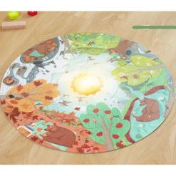 Flat River Group Hape Four Seasons 16-Piece Circle Floor Puzzle with LED Sun* Puzzles