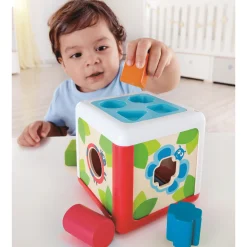 Flat River Group Hape Garden Critters Wooden Shape Sorting Box – 4 Shape Blocks* Preschool Education Toys & Activities