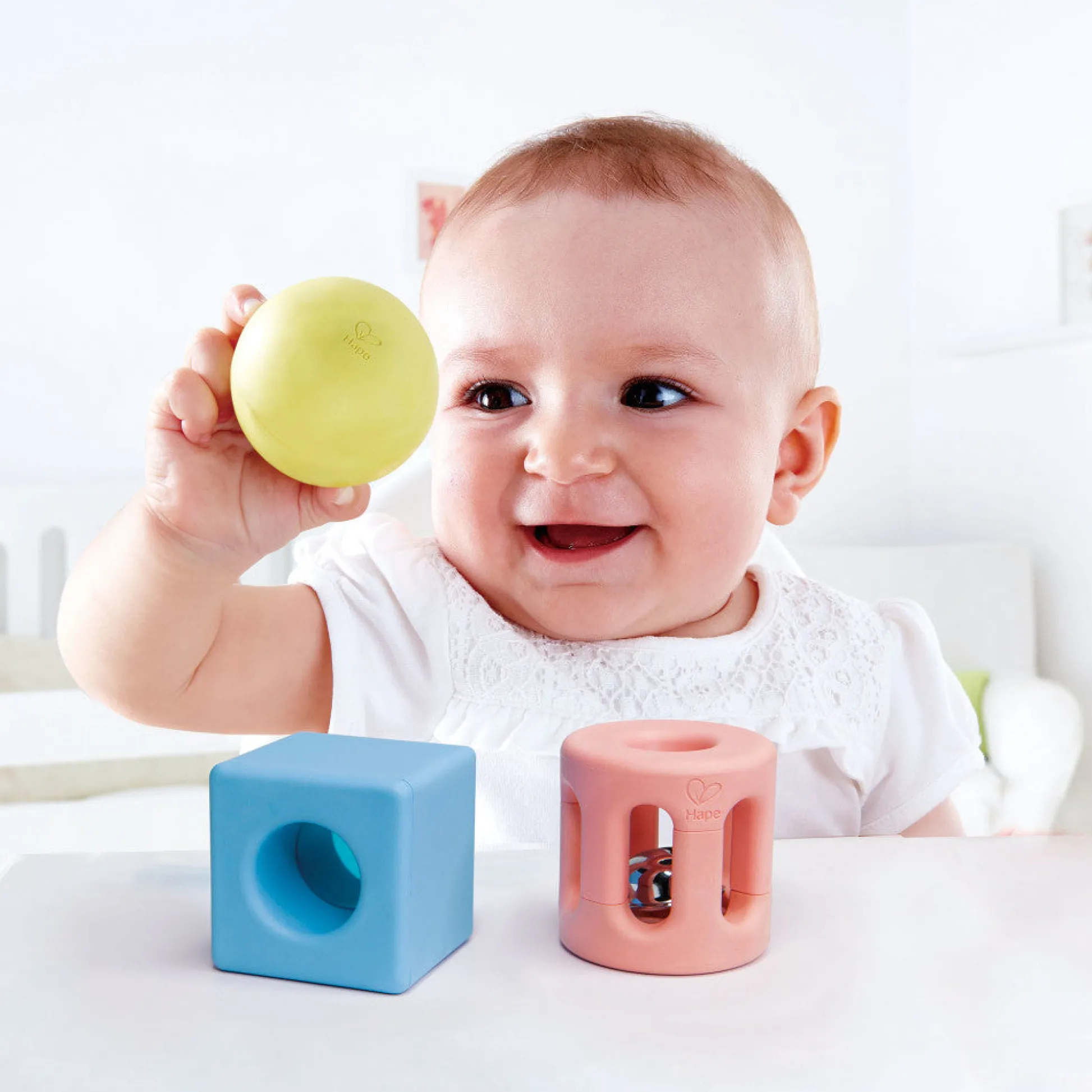 Flat River Group Hape Geometric Rattle Trio - 3pc Teething & Shake Toy* Rattlers & Teethers