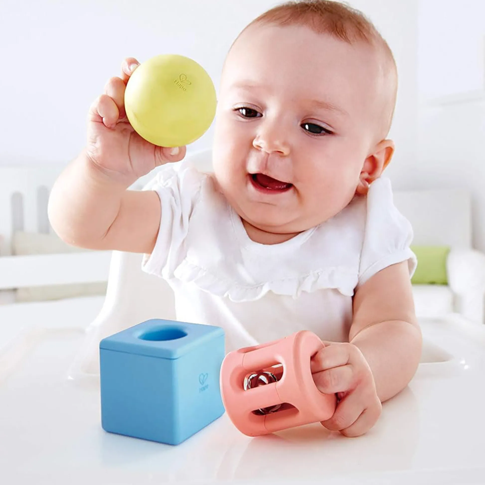 Flat River Group Hape Geometric Rattle Trio - 3pc Teething & Shake Toy* Rattlers & Teethers