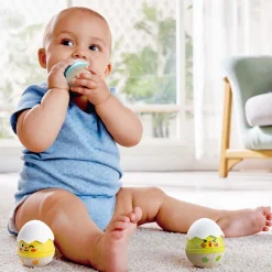 Flat River Group Hape Happy Hatchlings Wobble Rattles – 3pc, Emotive Eggs Edition* Social & Emotional Skills|Rattlers & Teethers
