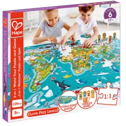 Flat River Group Hape 2-In-1 World Tour Puzzle & Game - 105pc* Puzzles