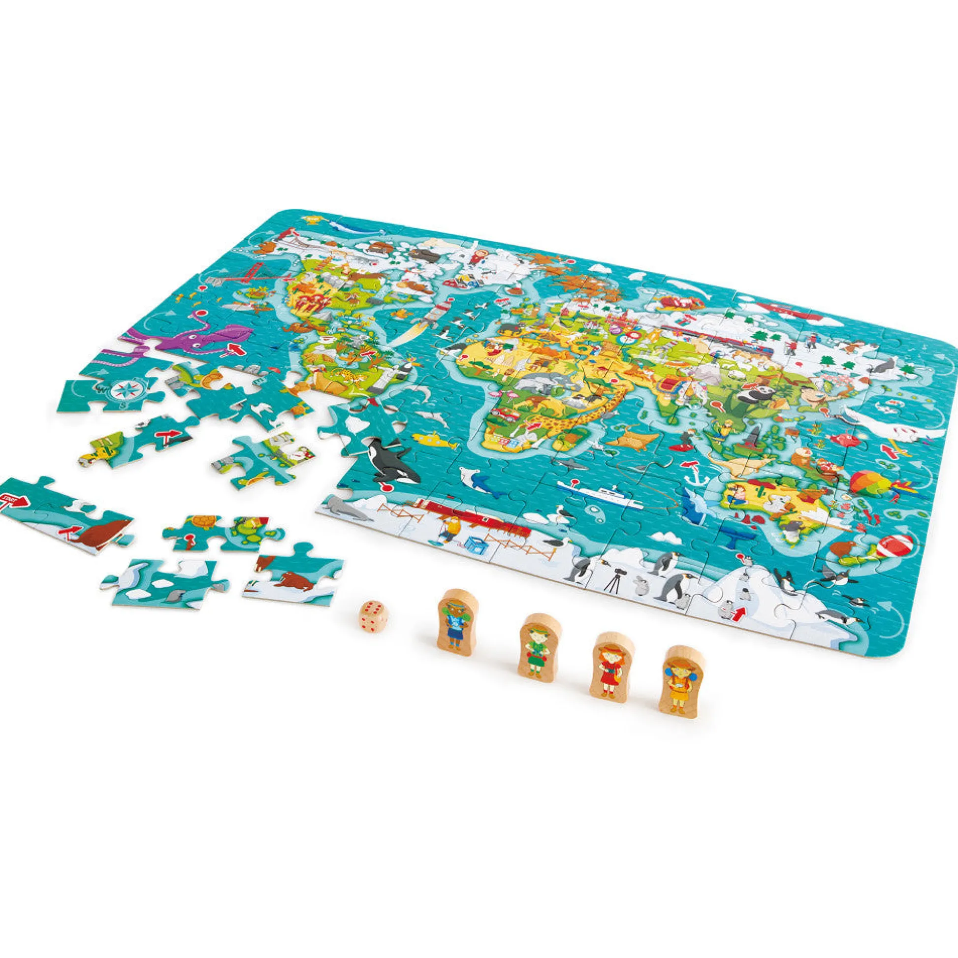 Flat River Group Hape 2-In-1 World Tour Puzzle & Game - 105pc* Puzzles