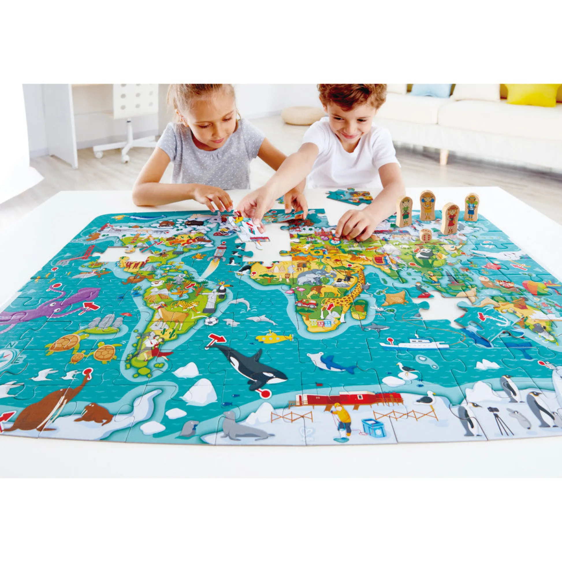 Flat River Group Hape 2-In-1 World Tour Puzzle & Game - 105pc* Puzzles