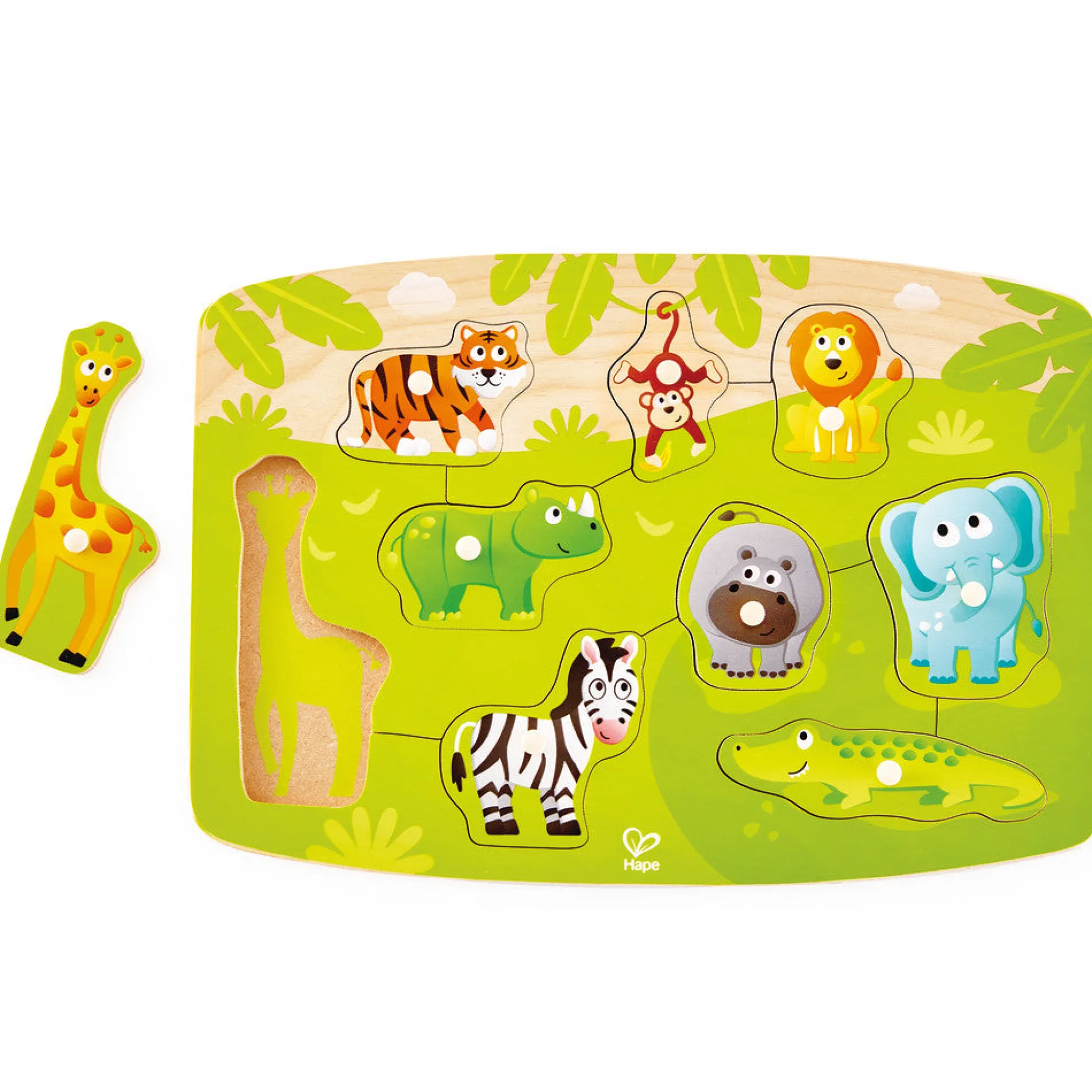 Flat River Group Hape Jungle Adventure 10pc Wooden Peg Puzzle* Puzzles