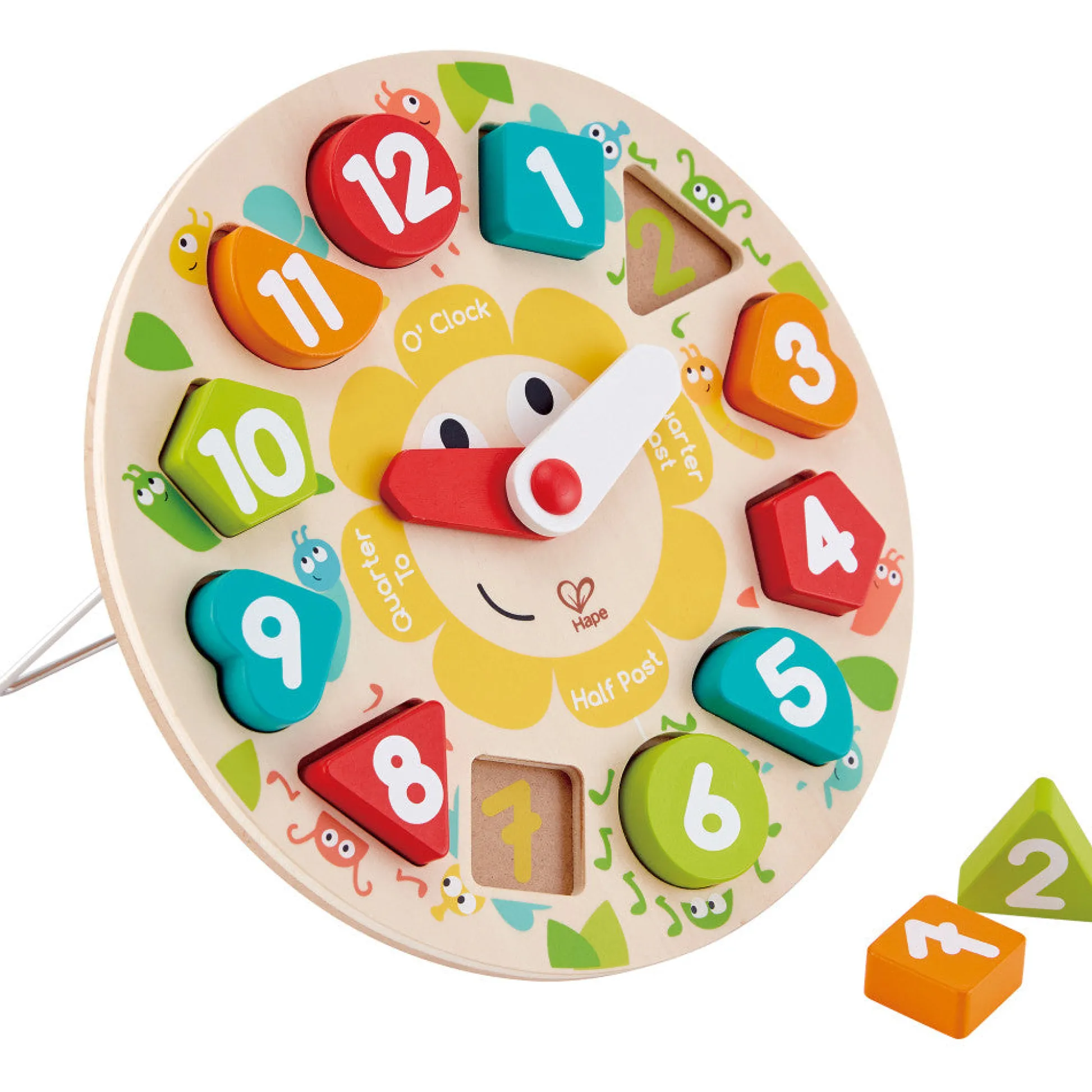 Flat River Group Hape Learn The Time Bug Puzzle - 13pc Colorful Wooden Clock* Preschool Education Toys & Activities|Puzzles