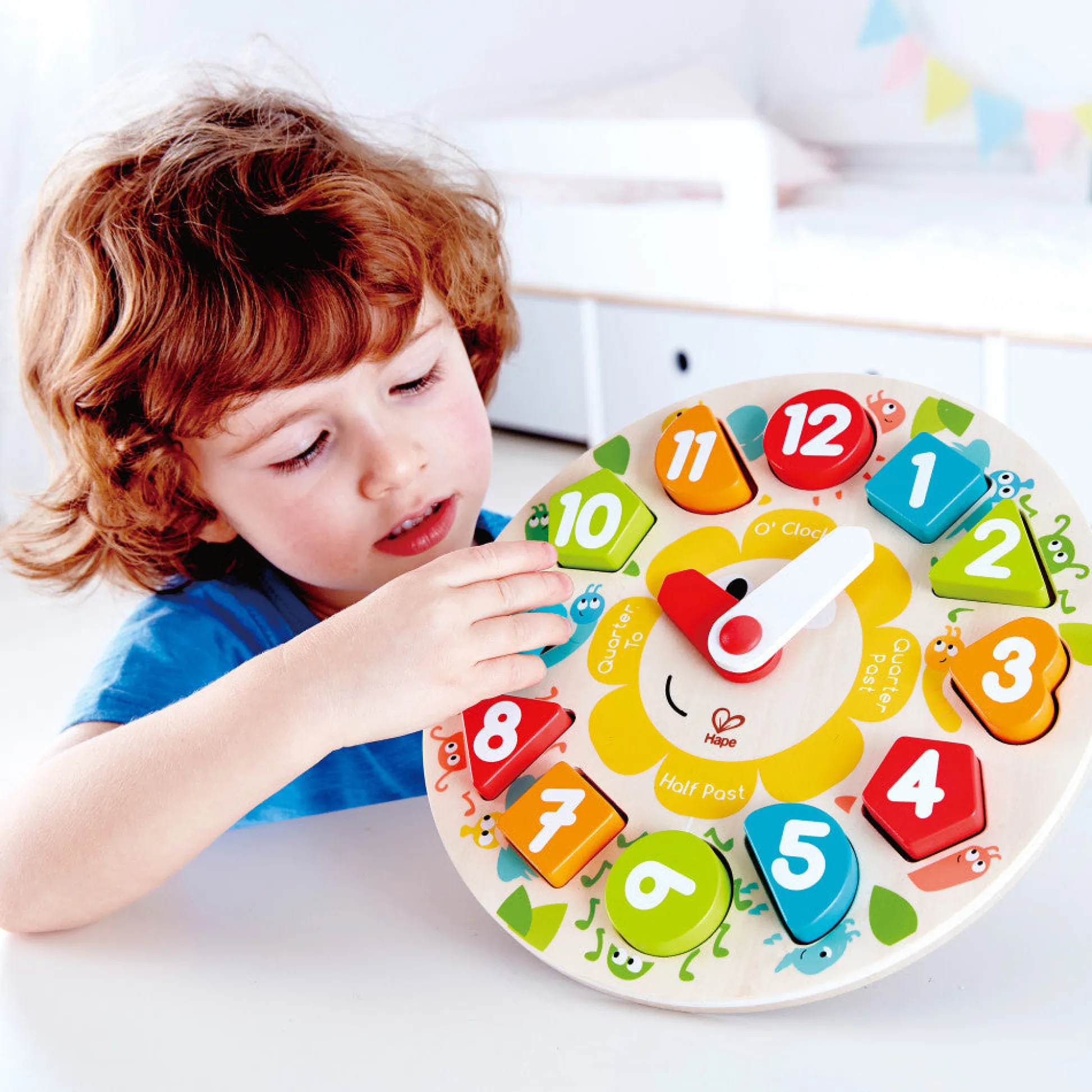 Flat River Group Hape Learn The Time Bug Puzzle - 13pc Colorful Wooden Clock* Preschool Education Toys & Activities|Puzzles