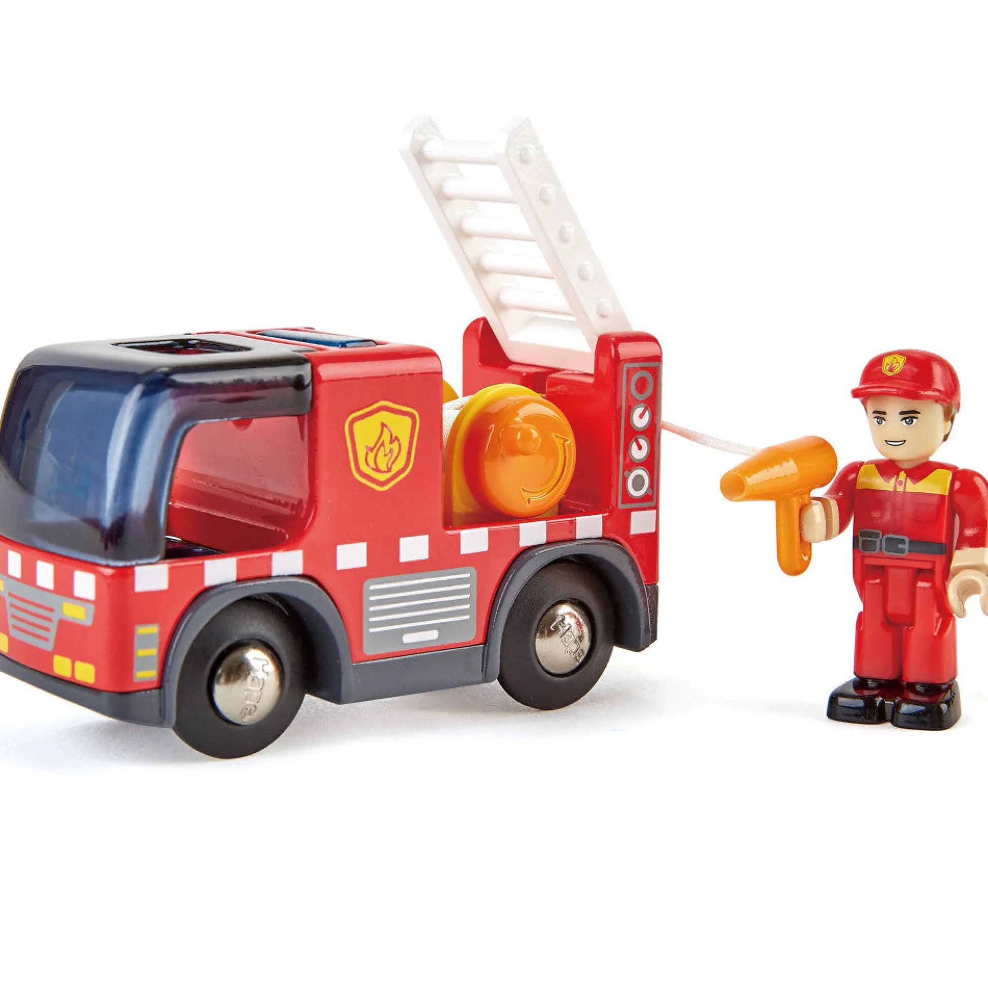 Flat River Group Hape Light & Sound Red Fire Truck with Siren - Interactive Engine Toy Vehicle* Tools & Workshops|Dress Up