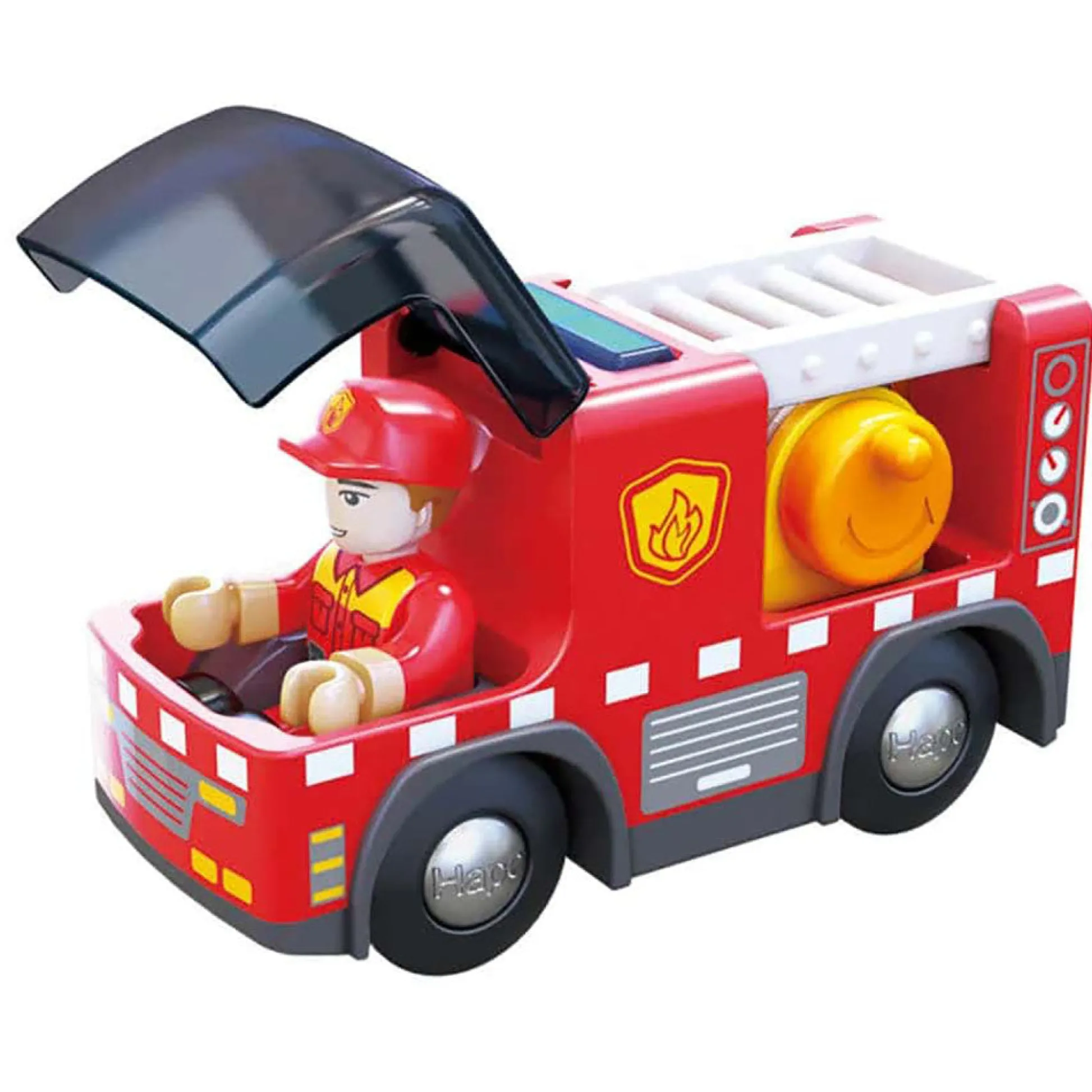 Flat River Group Hape Light & Sound Red Fire Truck with Siren - Interactive Engine Toy Vehicle* Tools & Workshops|Dress Up