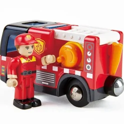 Flat River Group Hape Light & Sound Red Fire Truck with Siren - Interactive Engine Toy Vehicle* Tools & Workshops|Dress Up
