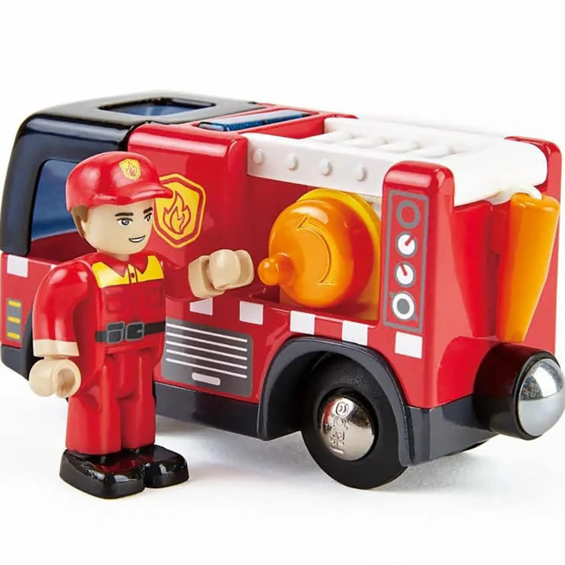 Flat River Group Hape Light & Sound Red Fire Truck with Siren - Interactive Engine Toy Vehicle* Tools & Workshops|Dress Up