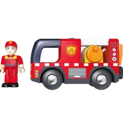 Flat River Group Hape Light & Sound Red Fire Truck with Siren - Interactive Engine Toy Vehicle* Tools & Workshops|Dress Up