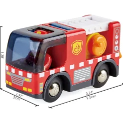 Flat River Group Hape Light & Sound Red Fire Truck with Siren - Interactive Engine Toy Vehicle* Tools & Workshops|Dress Up