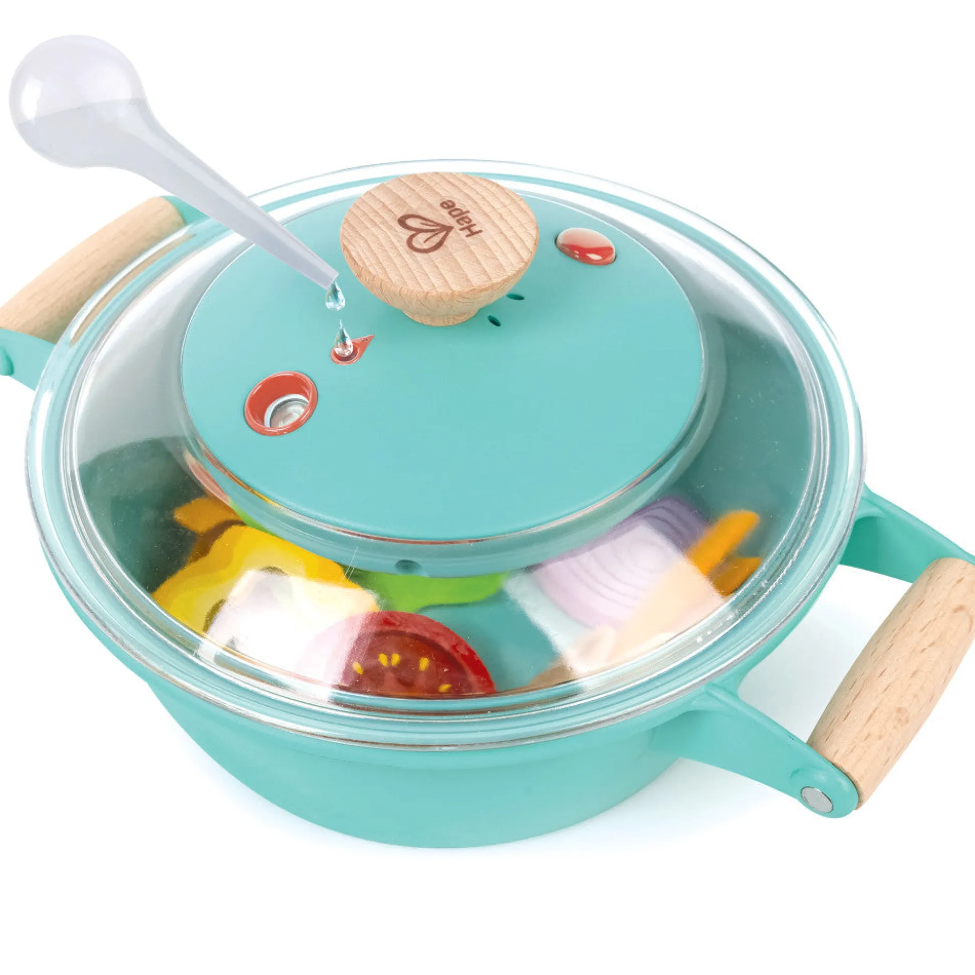 Flat River Group Hape Little Chef Teal Wooden Kitchen Playset - 9pc Cooking & Steam Set* Kitchens & Play Food|Dress Up