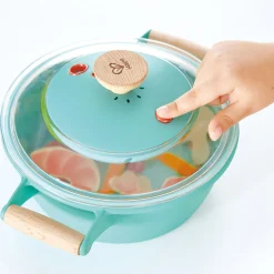 Flat River Group Hape Little Chef Teal Wooden Kitchen Playset - 9pc Cooking & Steam Set* Kitchens & Play Food|Dress Up