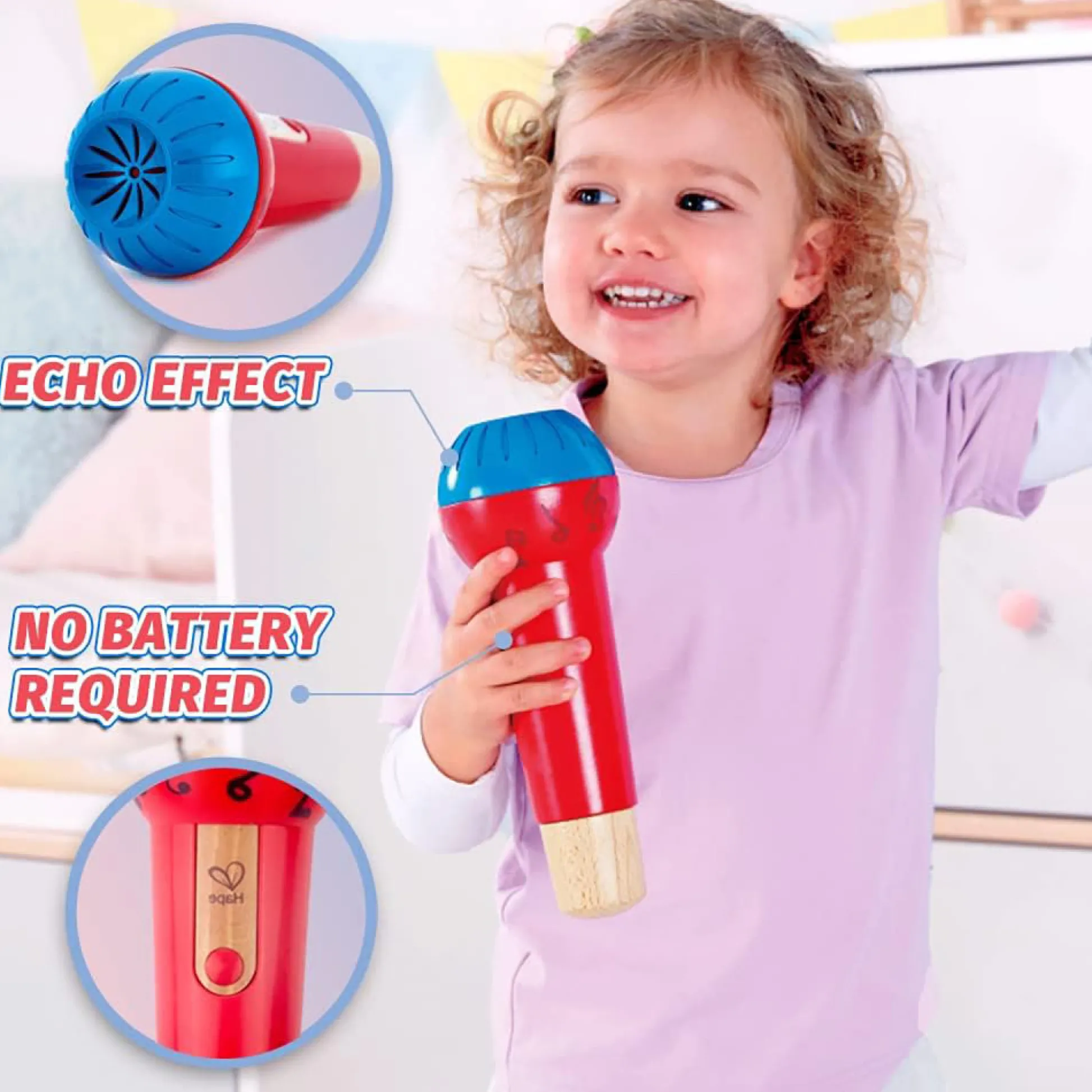 Flat River Group Hape Mighty Echo Microphone, Voice Amplifying Toy in Red & Blue* Preschool Education Toys & Activities