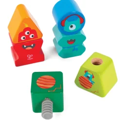 Flat River Group Hape Monster Buddies Wooden Building Blocks Set - 3 Colorful Characters* Preschool Building Sets & Blocks|Preschool Education Toys & Activities