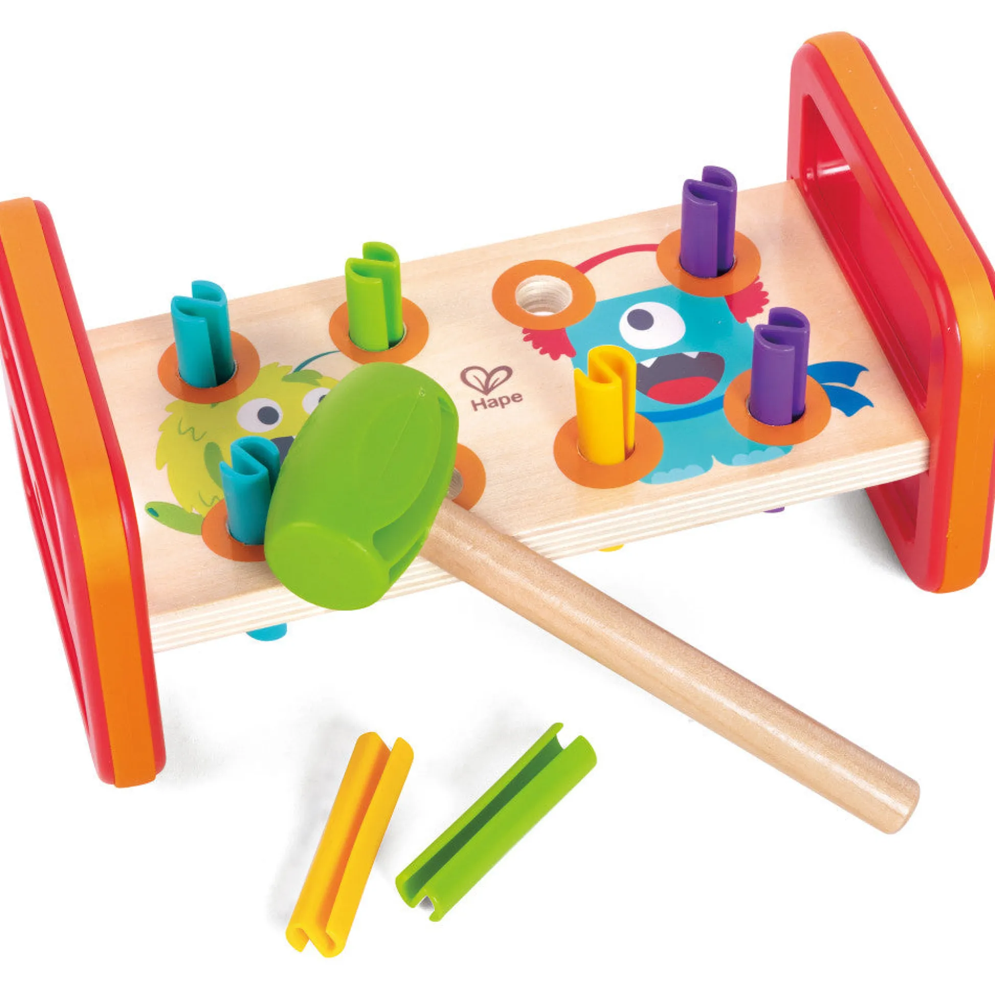 Flat River Group Hape Monster Match 'n' Smash Hammer Bench - Colorful Wooden Toy* Preschool Education Toys & Activities|Preschool Building Sets & Blocks
