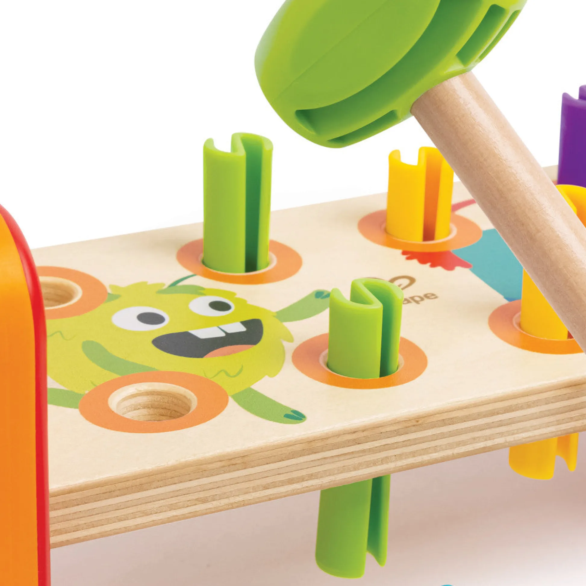Flat River Group Hape Monster Match 'n' Smash Hammer Bench - Colorful Wooden Toy* Preschool Education Toys & Activities|Preschool Building Sets & Blocks