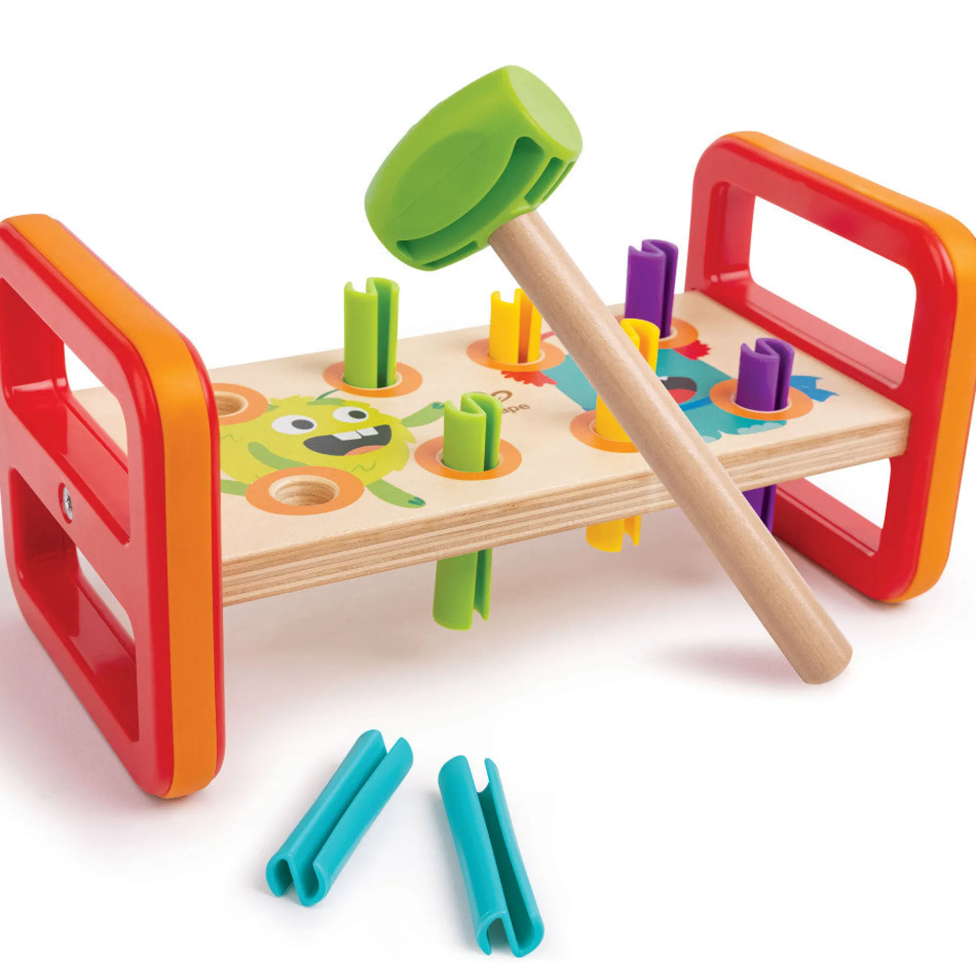 Flat River Group Hape Monster Match 'n' Smash Hammer Bench - Colorful Wooden Toy* Preschool Education Toys & Activities|Preschool Building Sets & Blocks