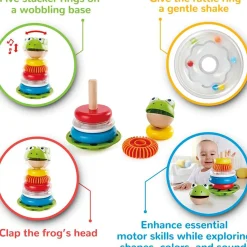 Flat River Group Hape Mr. Frog Stacking Rings - Colorful Learning Toy with Wobbling Base* Blocks, Sorting & Stacking Toys