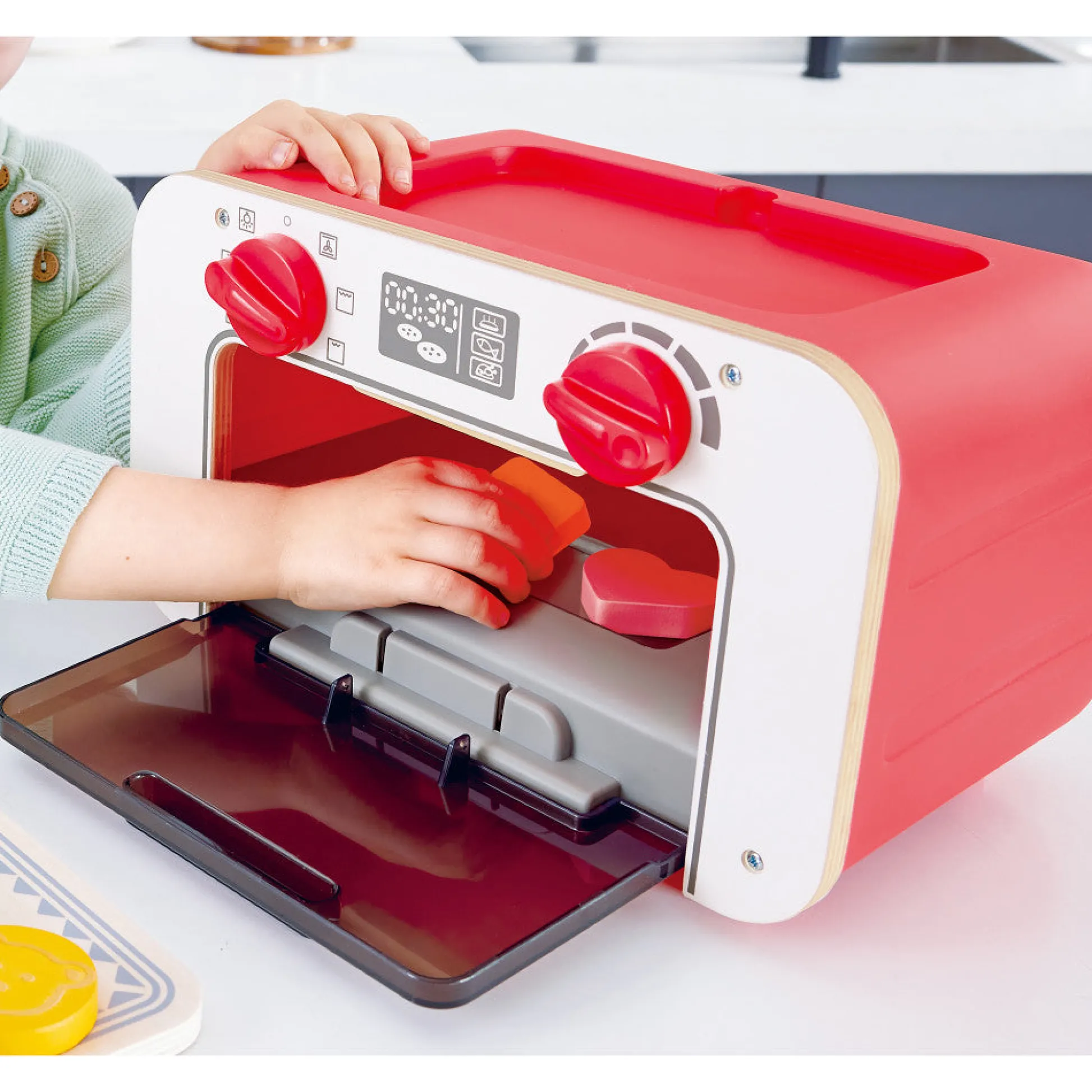 Flat River Group Hape My Baking Oven Playset with Magic Color-Changing Cookies - Red & White* Kitchens & Play Food|Dress Up