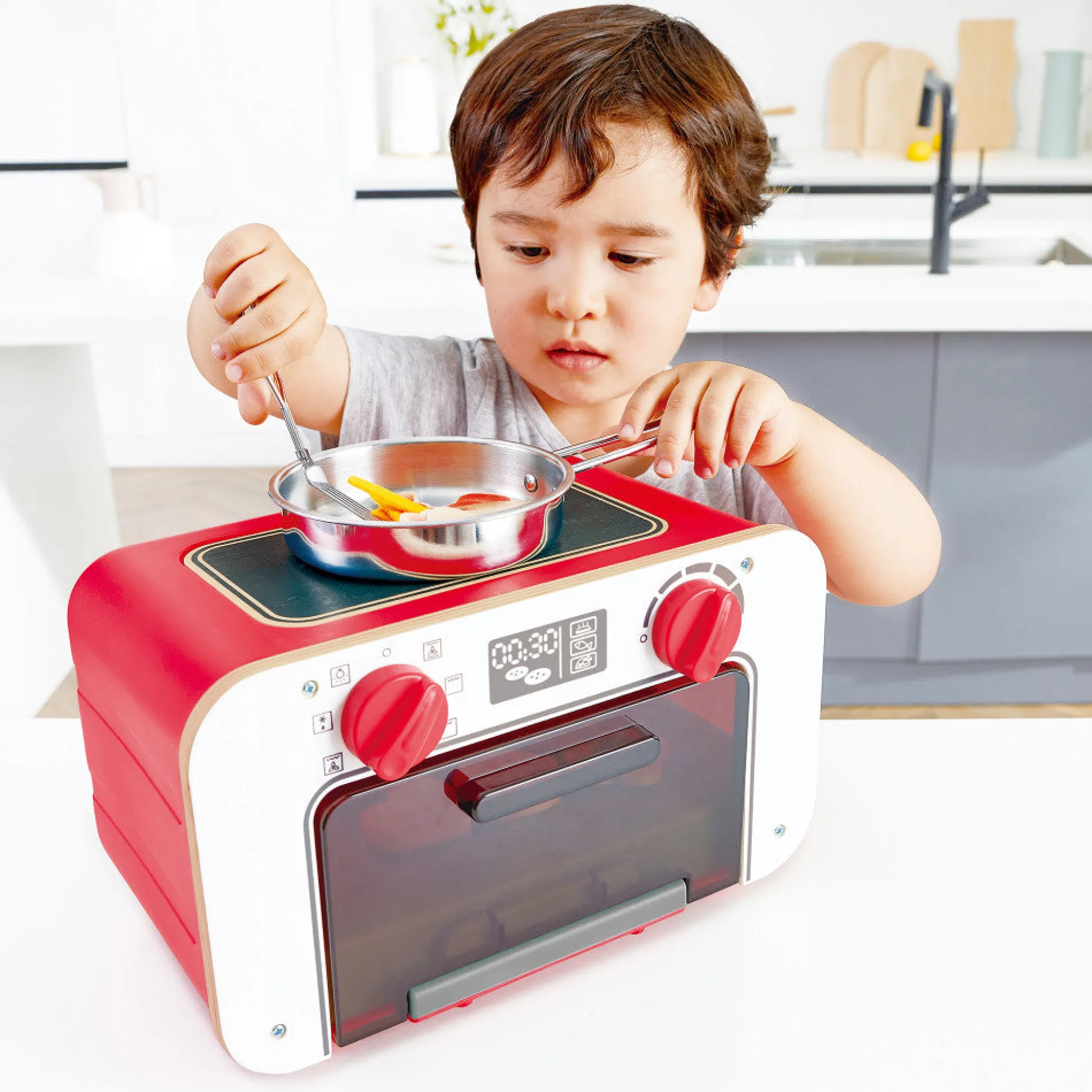 Flat River Group Hape My Baking Oven Playset with Magic Color-Changing Cookies - Red & White* Kitchens & Play Food|Dress Up