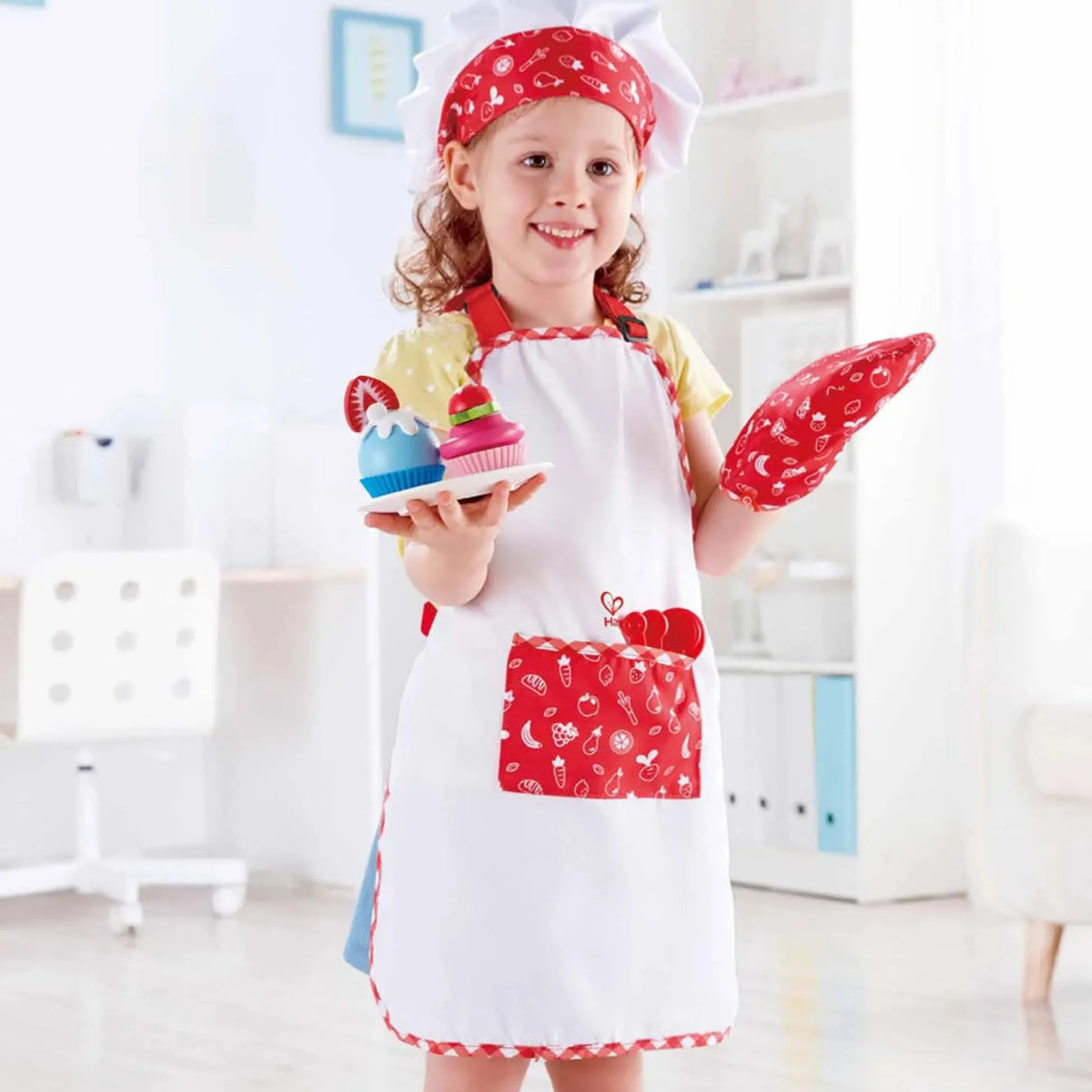 Flat River Group Hape 5pc Chef Pack - Red & White, Kitchen Dress Up Toy Playset* Dress Up & Accessories|Dress Up