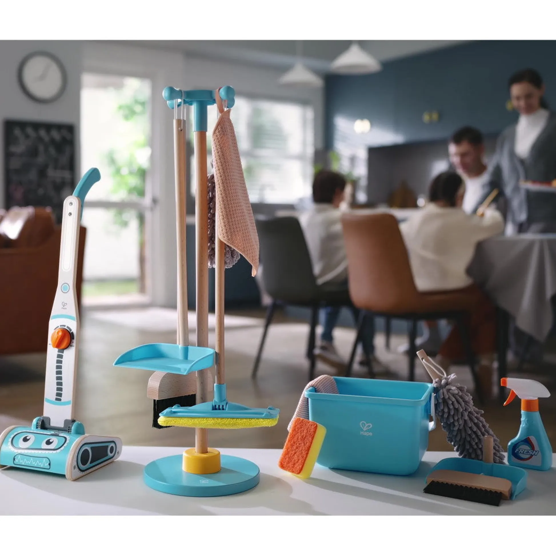 Flat River Group Hape 6pc Clean Up Broom Set - Yellow & Blue Playset* Tools & Workshops|Dress Up
