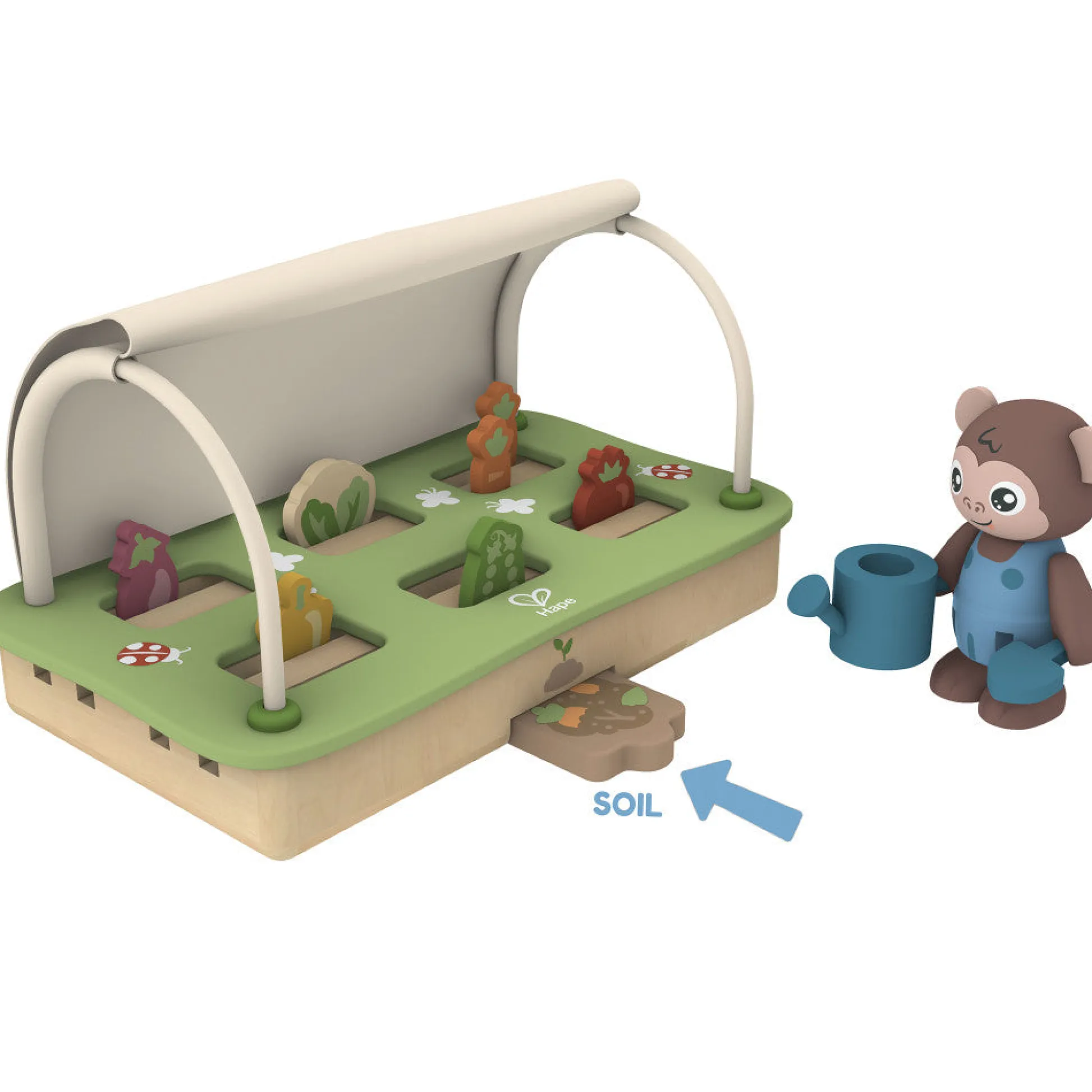 Flat River Group Hape 10pc Organic Greenhouse Miniature Gardening Toy Playset* Tools & Workshops|Dress Up
