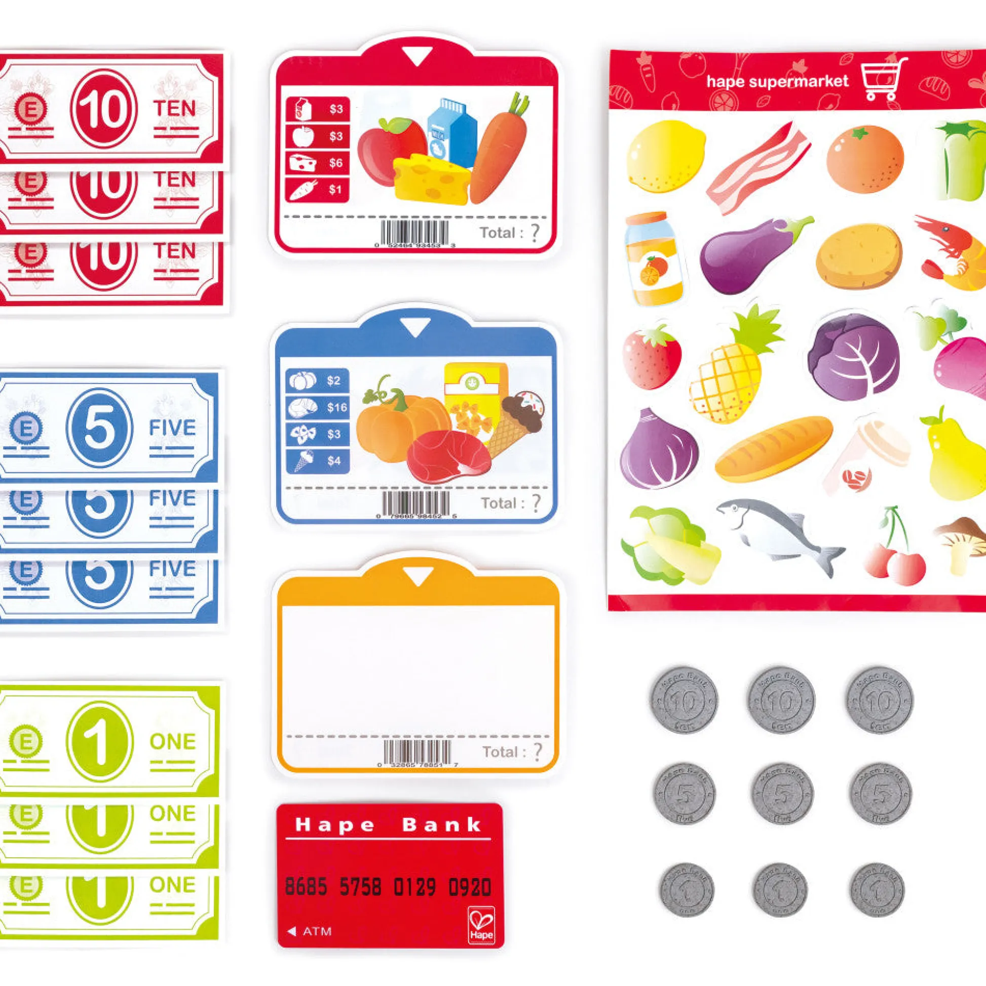 Flat River Group Hape 24-Piece Beep 'N' Buy Cash Register - Red & White* Kitchens & Play Food|Dress Up