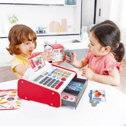 Flat River Group Hape 24-Piece Beep 'N' Buy Cash Register - Red & White* Kitchens & Play Food|Dress Up