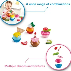 Flat River Group Hape 18-Piece Cupcake Set - Colorful Wooden Desserts Playset* Kitchens & Play Food|Dress Up