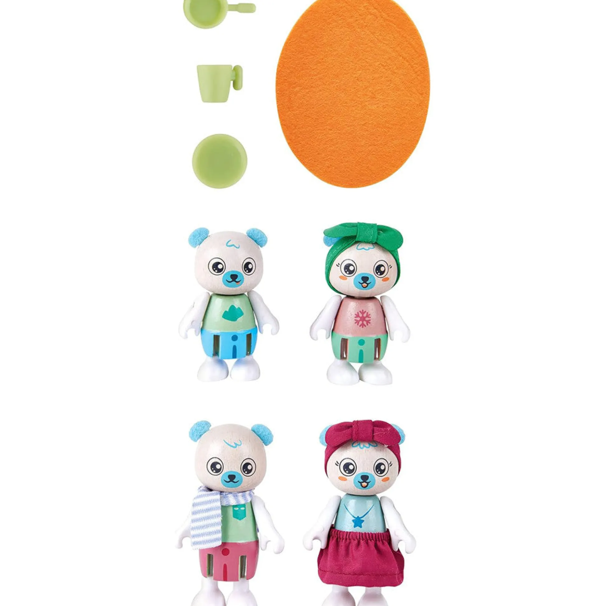 Flat River Group Hape Polar Bear Family - Playful Wooden Animal Figurines* Animal Figures|Dress Up
