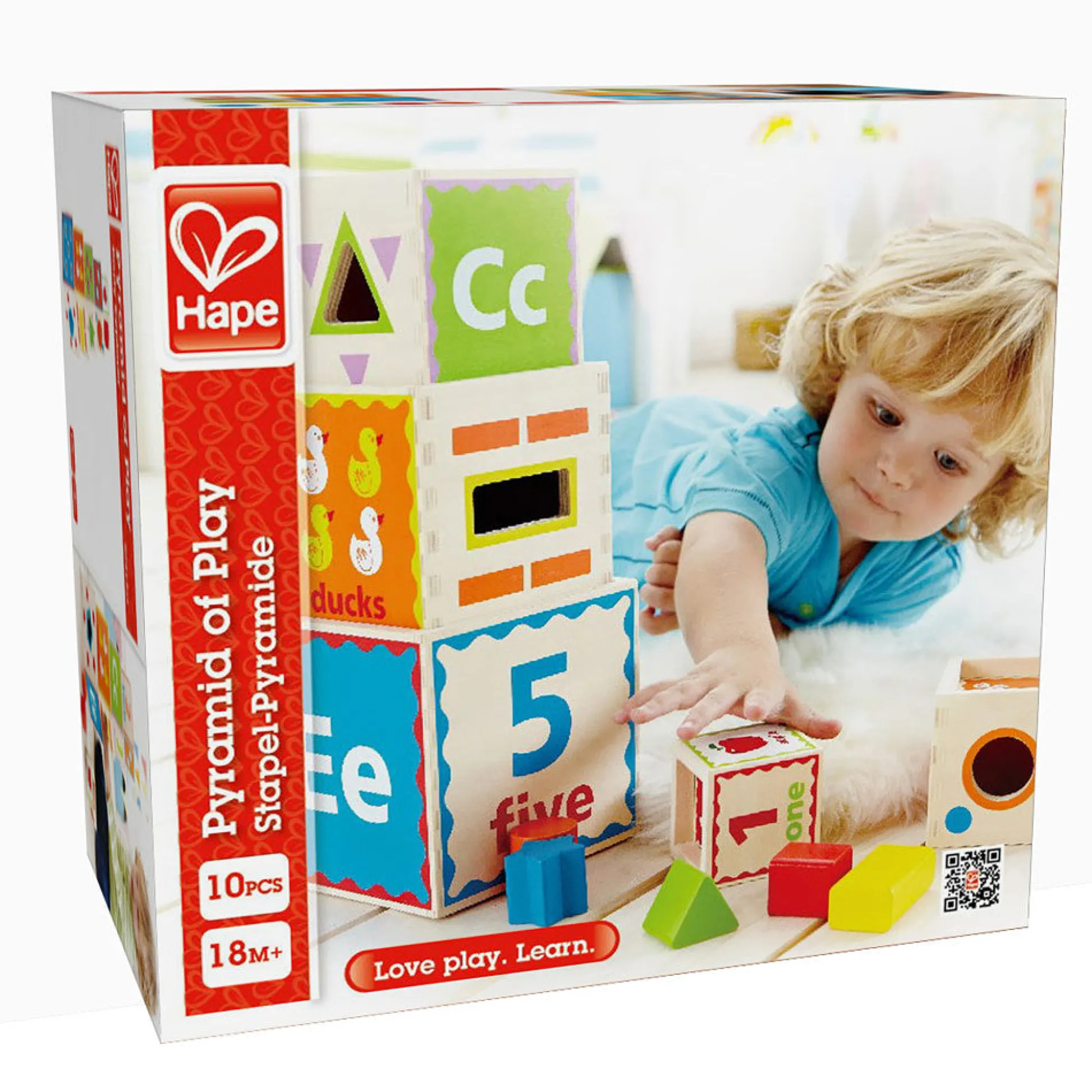 Flat River Group Hape Pyramid of Play - 5 Multifunctional Wooden Nesting Blocks* Preschool Education Toys & Activities