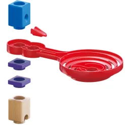 Flat River Group Hape Quadrilla Double-Sided Spiral Twist - 18pc Wooden Marble Run Accessory* Wood & Jumbo Blocks