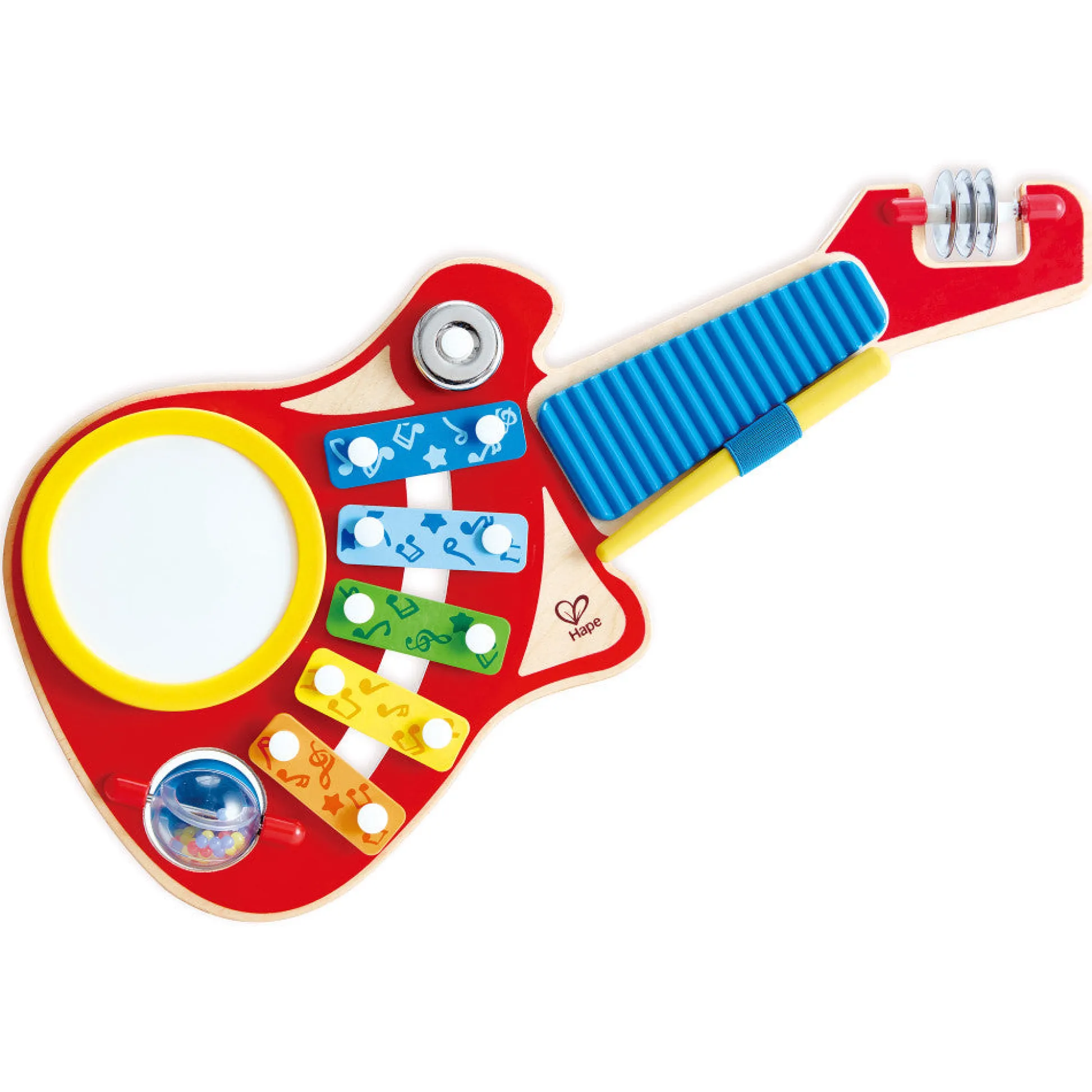Flat River Group Hape Rainbow 6-in-1 Music Maker Wooden Guitar Toy* Preschool Education Toys & Activities|Musical & Sound Toys