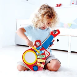 Flat River Group Hape Rainbow 6-in-1 Music Maker Wooden Guitar Toy* Preschool Education Toys & Activities|Musical & Sound Toys