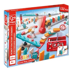 Flat River Group Hape Robot Factory Wooden Domino Ball Set - Double-Sided Interactive Playset* Wood & Jumbo Blocks